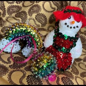 3 Vintage, Handmade RAINBOW Christmas Ornaments - PRIDE Ornaments- LGBTQ Xmas